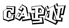 The image is a stylized representation of the letters Capn designed to mimic the look of graffiti text. The letters are bold and have a three-dimensional appearance, with emphasis on angles and shadowing effects.