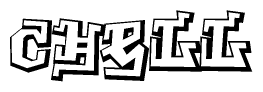 The clipart image features a stylized text in a graffiti font that reads Chell.