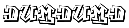 The clipart image depicts the word Dumdumd in a style reminiscent of graffiti. The letters are drawn in a bold, block-like script with sharp angles and a three-dimensional appearance.