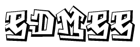 The clipart image depicts the word Edmee in a style reminiscent of graffiti. The letters are drawn in a bold, block-like script with sharp angles and a three-dimensional appearance.