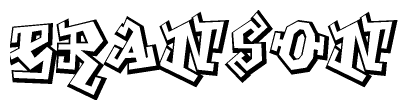 The clipart image depicts the word Eranson in a style reminiscent of graffiti. The letters are drawn in a bold, block-like script with sharp angles and a three-dimensional appearance.
