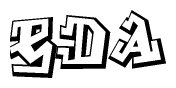 The clipart image depicts the word Eda in a style reminiscent of graffiti. The letters are drawn in a bold, block-like script with sharp angles and a three-dimensional appearance.
