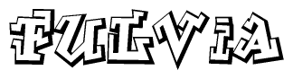 The clipart image depicts the word Fulvia in a style reminiscent of graffiti. The letters are drawn in a bold, block-like script with sharp angles and a three-dimensional appearance.