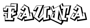 The clipart image features a stylized text in a graffiti font that reads Fauna.