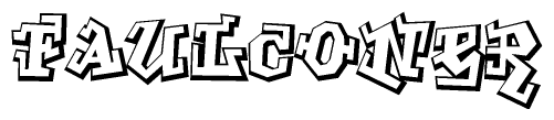 The clipart image depicts the word Faulconer in a style reminiscent of graffiti. The letters are drawn in a bold, block-like script with sharp angles and a three-dimensional appearance.