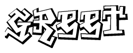 The clipart image features a stylized text in a graffiti font that reads Greet.