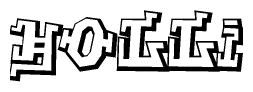 The clipart image depicts the word Holli in a style reminiscent of graffiti. The letters are drawn in a bold, block-like script with sharp angles and a three-dimensional appearance.