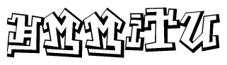 The clipart image depicts the word Hmmitu in a style reminiscent of graffiti. The letters are drawn in a bold, block-like script with sharp angles and a three-dimensional appearance.