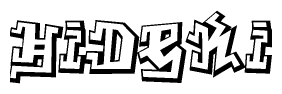 The clipart image depicts the word Hideki in a style reminiscent of graffiti. The letters are drawn in a bold, block-like script with sharp angles and a three-dimensional appearance.