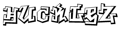 The clipart image features a stylized text in a graffiti font that reads Hucklez.