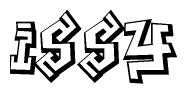 The clipart image depicts the word Issy in a style reminiscent of graffiti. The letters are drawn in a bold, block-like script with sharp angles and a three-dimensional appearance.