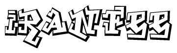 The clipart image depicts the word Iranfee in a style reminiscent of graffiti. The letters are drawn in a bold, block-like script with sharp angles and a three-dimensional appearance.