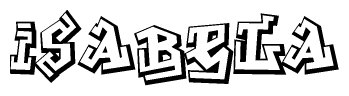 The image is a stylized representation of the letters Isabela designed to mimic the look of graffiti text. The letters are bold and have a three-dimensional appearance, with emphasis on angles and shadowing effects.