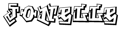 The clipart image depicts the word Jonelle in a style reminiscent of graffiti. The letters are drawn in a bold, block-like script with sharp angles and a three-dimensional appearance.