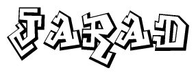 The clipart image depicts the word Jarad in a style reminiscent of graffiti. The letters are drawn in a bold, block-like script with sharp angles and a three-dimensional appearance.
