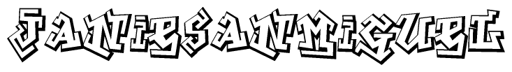 The clipart image features a stylized text in a graffiti font that reads Janiesanmiguel.