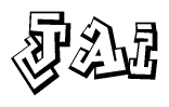 The clipart image depicts the word Jai in a style reminiscent of graffiti. The letters are drawn in a bold, block-like script with sharp angles and a three-dimensional appearance.