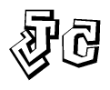 The clipart image depicts the word Jc in a style reminiscent of graffiti. The letters are drawn in a bold, block-like script with sharp angles and a three-dimensional appearance.