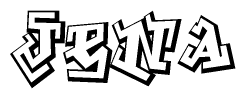 The image is a stylized representation of the letters Jena designed to mimic the look of graffiti text. The letters are bold and have a three-dimensional appearance, with emphasis on angles and shadowing effects.