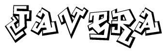 The clipart image depicts the word Javera in a style reminiscent of graffiti. The letters are drawn in a bold, block-like script with sharp angles and a three-dimensional appearance.