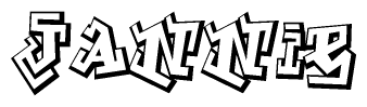 The image is a stylized representation of the letters Jannie designed to mimic the look of graffiti text. The letters are bold and have a three-dimensional appearance, with emphasis on angles and shadowing effects.