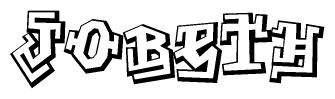 The image is a stylized representation of the letters Jobeth designed to mimic the look of graffiti text. The letters are bold and have a three-dimensional appearance, with emphasis on angles and shadowing effects.