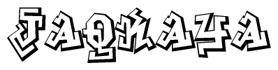 The clipart image depicts the word Jaqkaya in a style reminiscent of graffiti. The letters are drawn in a bold, block-like script with sharp angles and a three-dimensional appearance.