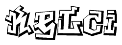 The clipart image features a stylized text in a graffiti font that reads Kelci.