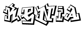 The clipart image depicts the word Kenia in a style reminiscent of graffiti. The letters are drawn in a bold, block-like script with sharp angles and a three-dimensional appearance.