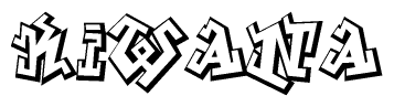 The clipart image depicts the word Kiwana in a style reminiscent of graffiti. The letters are drawn in a bold, block-like script with sharp angles and a three-dimensional appearance.