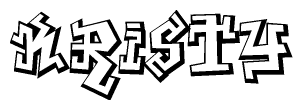The clipart image depicts the word Kristy in a style reminiscent of graffiti. The letters are drawn in a bold, block-like script with sharp angles and a three-dimensional appearance.