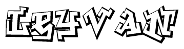 The clipart image depicts the word Leyvan in a style reminiscent of graffiti. The letters are drawn in a bold, block-like script with sharp angles and a three-dimensional appearance.