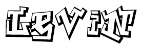 The image is a stylized representation of the letters Levin designed to mimic the look of graffiti text. The letters are bold and have a three-dimensional appearance, with emphasis on angles and shadowing effects.