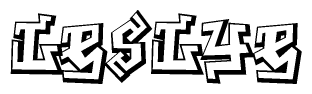 The clipart image depicts the word Leslye in a style reminiscent of graffiti. The letters are drawn in a bold, block-like script with sharp angles and a three-dimensional appearance.