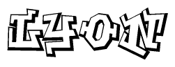 The clipart image features a stylized text in a graffiti font that reads Lyon.