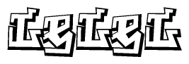 The clipart image depicts the word Lelel in a style reminiscent of graffiti. The letters are drawn in a bold, block-like script with sharp angles and a three-dimensional appearance.