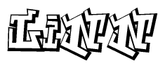 The image is a stylized representation of the letters Linn designed to mimic the look of graffiti text. The letters are bold and have a three-dimensional appearance, with emphasis on angles and shadowing effects.
