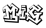 The clipart image features a stylized text in a graffiti font that reads Mig.