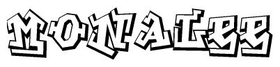 The clipart image depicts the word Monalee in a style reminiscent of graffiti. The letters are drawn in a bold, block-like script with sharp angles and a three-dimensional appearance.