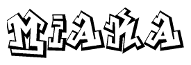 The clipart image depicts the word Miaka in a style reminiscent of graffiti. The letters are drawn in a bold, block-like script with sharp angles and a three-dimensional appearance.