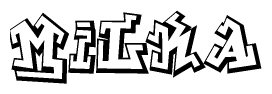 The clipart image features a stylized text in a graffiti font that reads Milka.