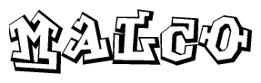The clipart image features a stylized text in a graffiti font that reads Malco.