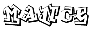 The clipart image depicts the word Mance in a style reminiscent of graffiti. The letters are drawn in a bold, block-like script with sharp angles and a three-dimensional appearance.
