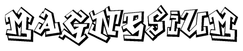 The clipart image depicts the word Magnesium in a style reminiscent of graffiti. The letters are drawn in a bold, block-like script with sharp angles and a three-dimensional appearance.