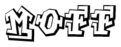 The clipart image depicts the word Moff in a style reminiscent of graffiti. The letters are drawn in a bold, block-like script with sharp angles and a three-dimensional appearance.