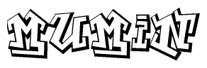 The clipart image features a stylized text in a graffiti font that reads Mumin.