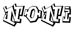 The image is a stylized representation of the letters Noni designed to mimic the look of graffiti text. The letters are bold and have a three-dimensional appearance, with emphasis on angles and shadowing effects.