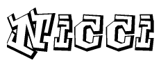 The clipart image depicts the word Nicci in a style reminiscent of graffiti. The letters are drawn in a bold, block-like script with sharp angles and a three-dimensional appearance.