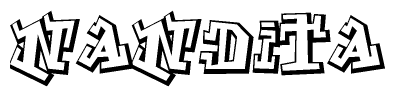 The clipart image features a stylized text in a graffiti font that reads Nandita.