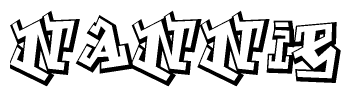 The clipart image depicts the word Nannie in a style reminiscent of graffiti. The letters are drawn in a bold, block-like script with sharp angles and a three-dimensional appearance.